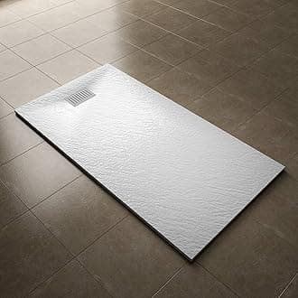 ELEGANT 1700x900mm Slip-Resistance Shower Base Slate Effect Square Shower Enclosure Tray with Waste and Drain Cover Grate