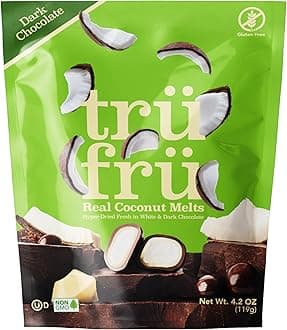 Real Coconut Melts Hyper-Dried Fresh in White & Dark Chocolate, Premium Gourmet Freeze Dried Fruit Snack, 4.2 oz