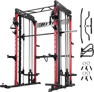 RitFit M1 & M1 Pro Smith Machine with Cable Crossover System, Multi-Function Squat Rack Power Cage for Home Gym, Power Rack and Packages