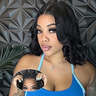 Bob Wig Human Hair Wear and Go Glueless Wigs Human Hair Pre Plucked Pre Cut 4x4 Transparent Lace Closure Bob Wigs Human Hair for Women Short Bob Wigs Human Hair 10inch