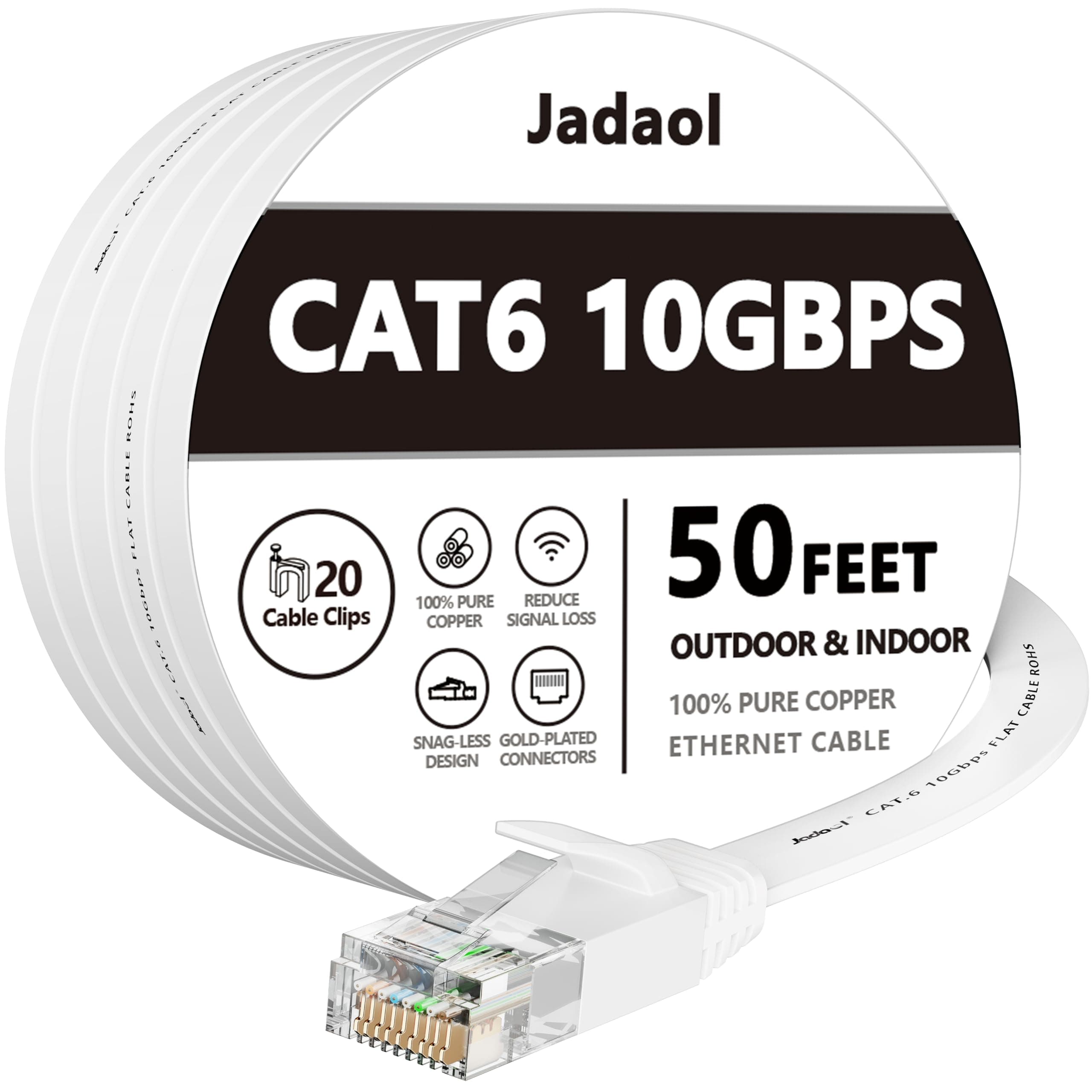 Jadaol Ethernet Cable Cat 6 50 ft
