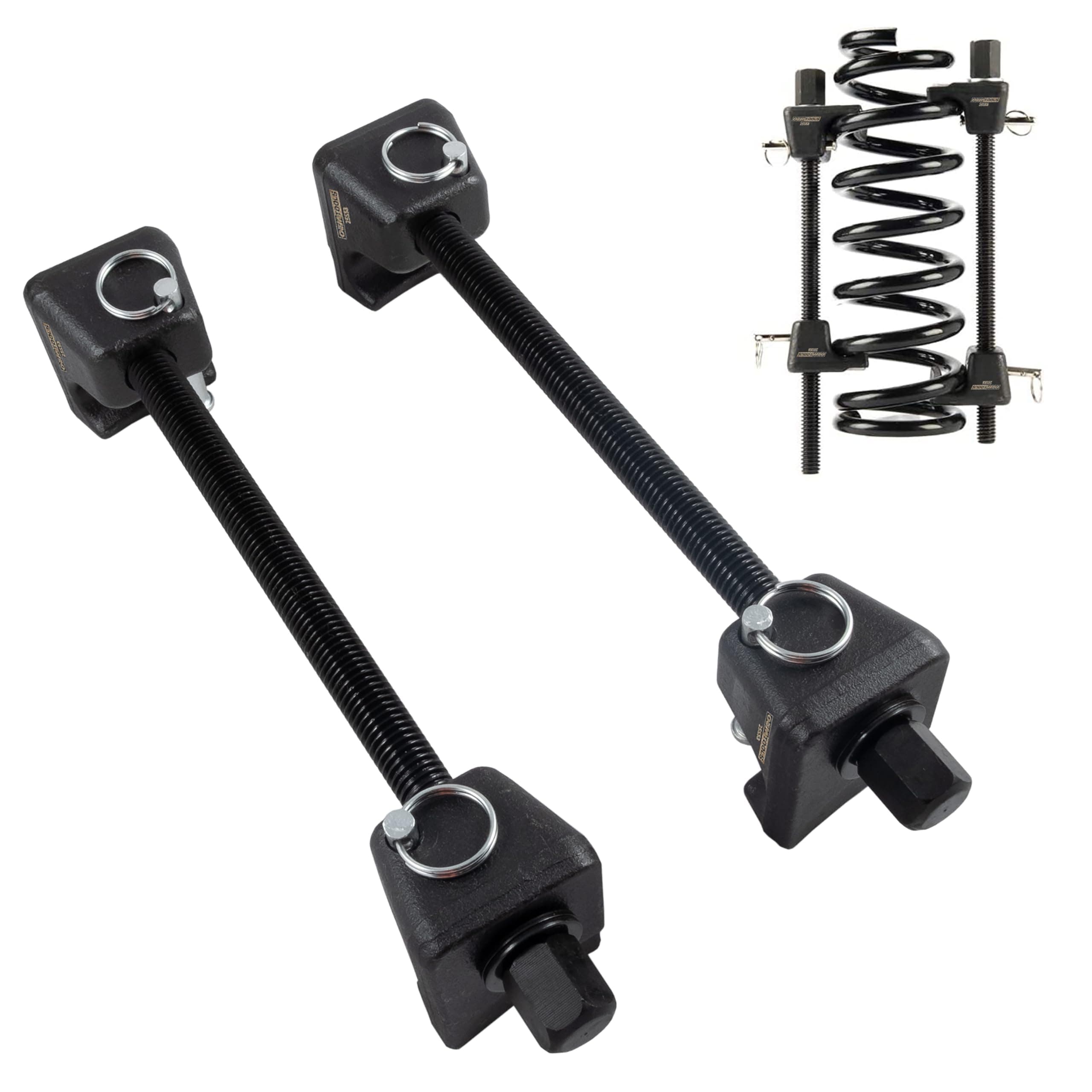 OEMTOOLS 25553 MacPherson Strut Spring Compressor, Heat-Treated Thread Rod Strut Compressors, Coil Spring Compressor w/Forged Hooks, 9" Threaded Length