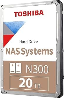 Toshiba N300 20TB NAS 3.5-Inch Internal Hard Drive - CMR SATA 6 GB/s 7200 RPM 512 MB Cache - HDWG62AXZSTA