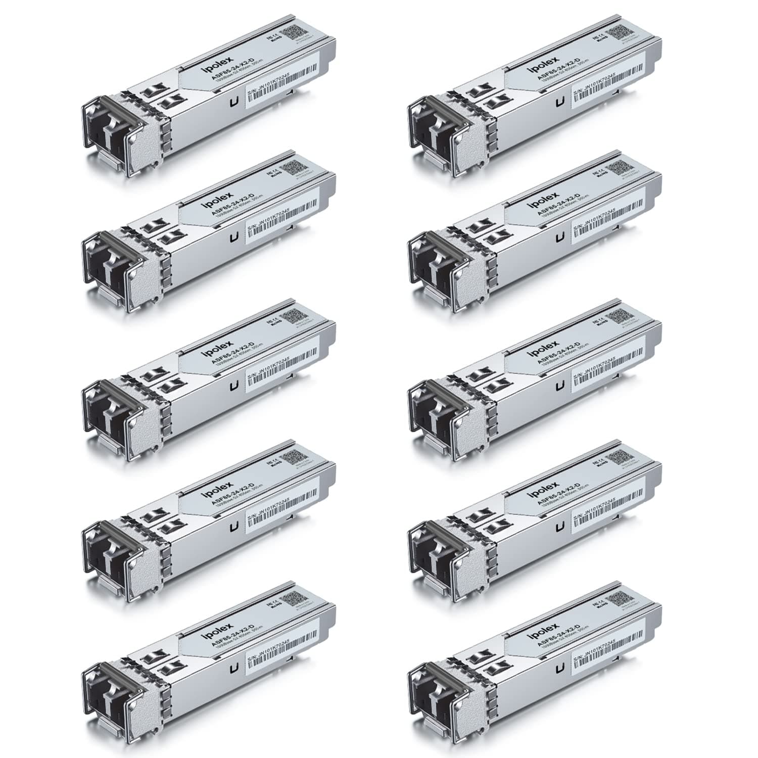 ipolex 2-Pack 1000Base-SX Gigabit Multimode SFP Transceiver Module for Cisco GLC-SX-MMD, Ubiquiti, D-Link, Supermicro, Netgear, Mikrotik, ZTE Devices (MMF, 850nm, 550-Meter, LC, DDM)