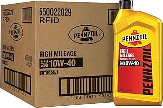 Pennzoil High Mileage 10W-40 Motor Oil, 1 Quart (6 Pack)
