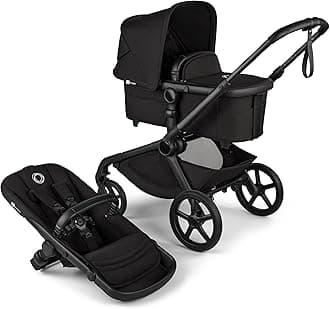 Bugaboo Kangaroo All-Terrain Single-to-Double Tandem Stroller for Infant and Toddler, for Up to Three Kids, XL Wheels, One-Hand Operation, Large Bassinet, XL Underseat Storage, Black/Midnight Black