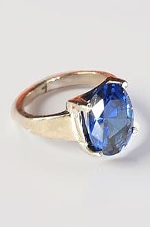 Exclusive Blue Zircon Substitute of Neelam Gemstone Weight 7.25 Ratti Panch Dhatu Silver Coated adjustable ring For Men and Women