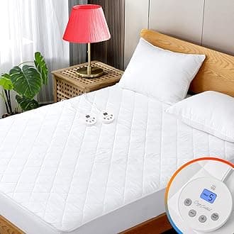 Heated Mattress Pad Full Size Quilted Heating Electric Bed Warmer Luxury Comfort Heat Mattress Pad Cover Single Controller（10 Heat Setting | 1-12 Hours Auto Shut Off | with 8-21 Inch Deep Pocket）
