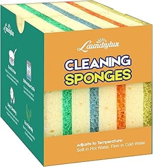 LAUNDRYLUX Scrub Sponge, 8 Pack Dual-Sided Temperature-Responsive Sponge and Scrubber - Scratch-Free - Multipurpose Dish Sponges for Kitchens, Bathrooms, and Outdoor Use