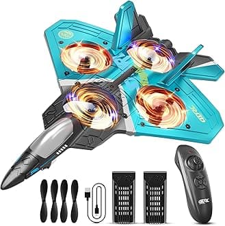 4DRC V17 Foam Remote Control Airplanes RC Planes for Kids Adults 4-7 8-16, RC Airplane Fighter Jet with Light, 360° Flip Fighter Jet Toy, Gravity Sensing, Stunt Roll, Airplane Toy Gifts for Kids Boys