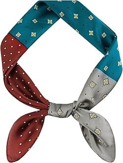 Vintage Silk Feel Square Scarf for Men Satin Bandana Tiny Pattern Print Neckerchief Geometry Head Scarf Fashion