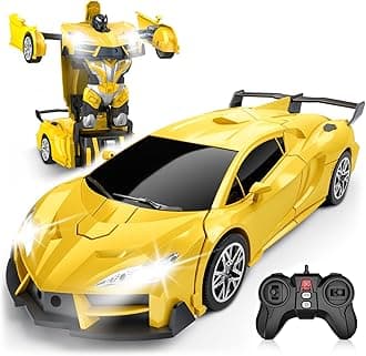 Transform Remote Control Car, RC Cars for Boys Age 3-5 6-8, One-Button Transform Toy Cars, 2.4GHz, 360° Spin, 1:16 Scale, Flashing Headlight,3-8 Year Old Grandkids Christmas Birthday Gifts