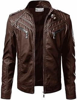 DECIMAL Men's Black Genuine Lambskin Leather Biker Jacket VINTAGE REAL MOTORCYCLE JACKETS FOR MEN