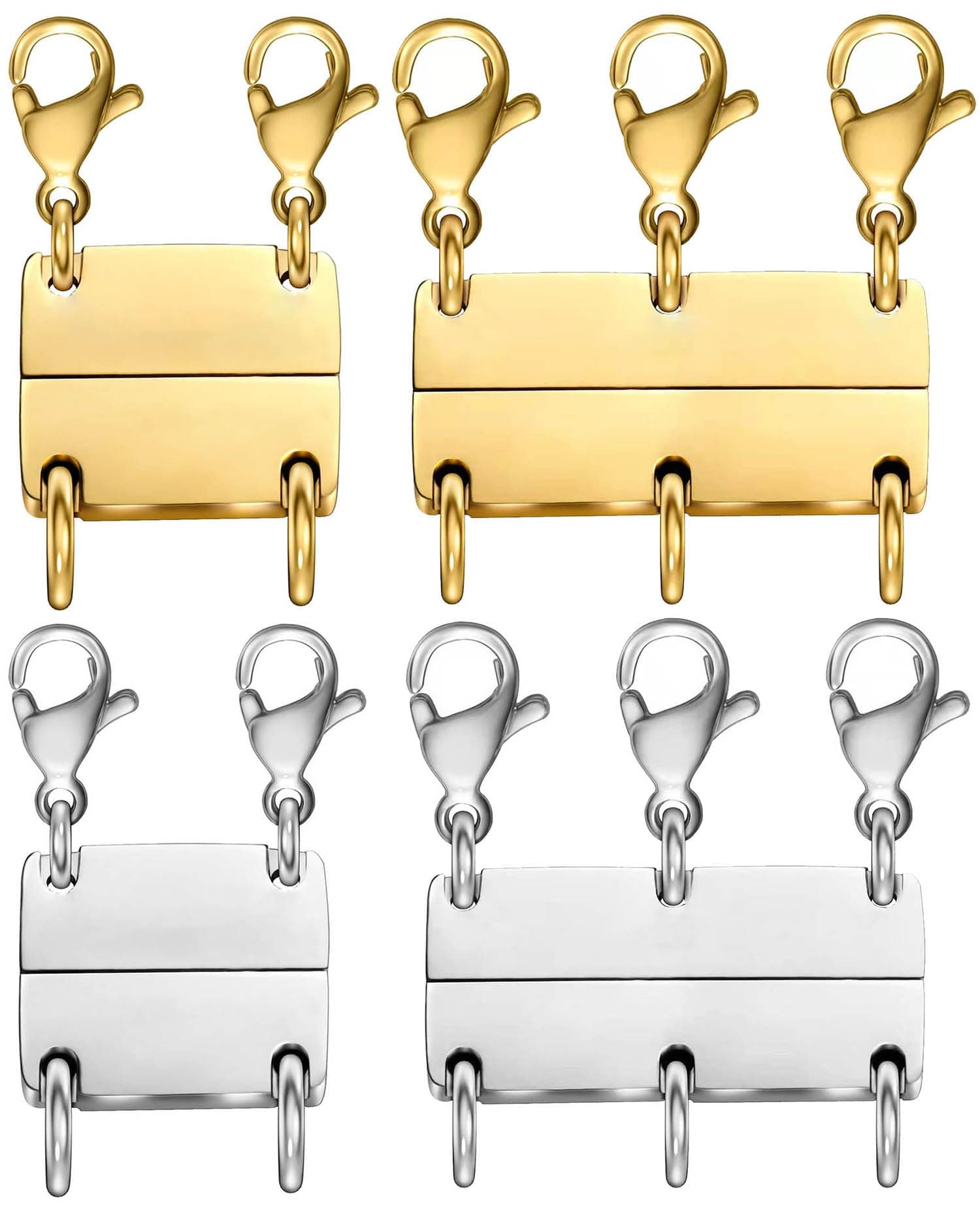 Layering Necklace Clasp 18 K Gold and Silver Separator for Stackable Necklaces