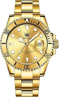 Men's Stainless Steel Watch, Big Face Easy to Read Analog Quartz Dress Watches, Classic Rotating Bezel Waterproof Luminous Hands Date Mens Wristwatch