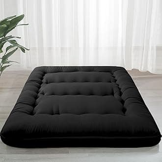 MAXYOYO 6" Extra Thick Japanese Floor Mattress Futon Mattress, Foldable Tatami Pad for Adults, Roll Up Floor Mat for Living Room Guest Room RV, Black, Full