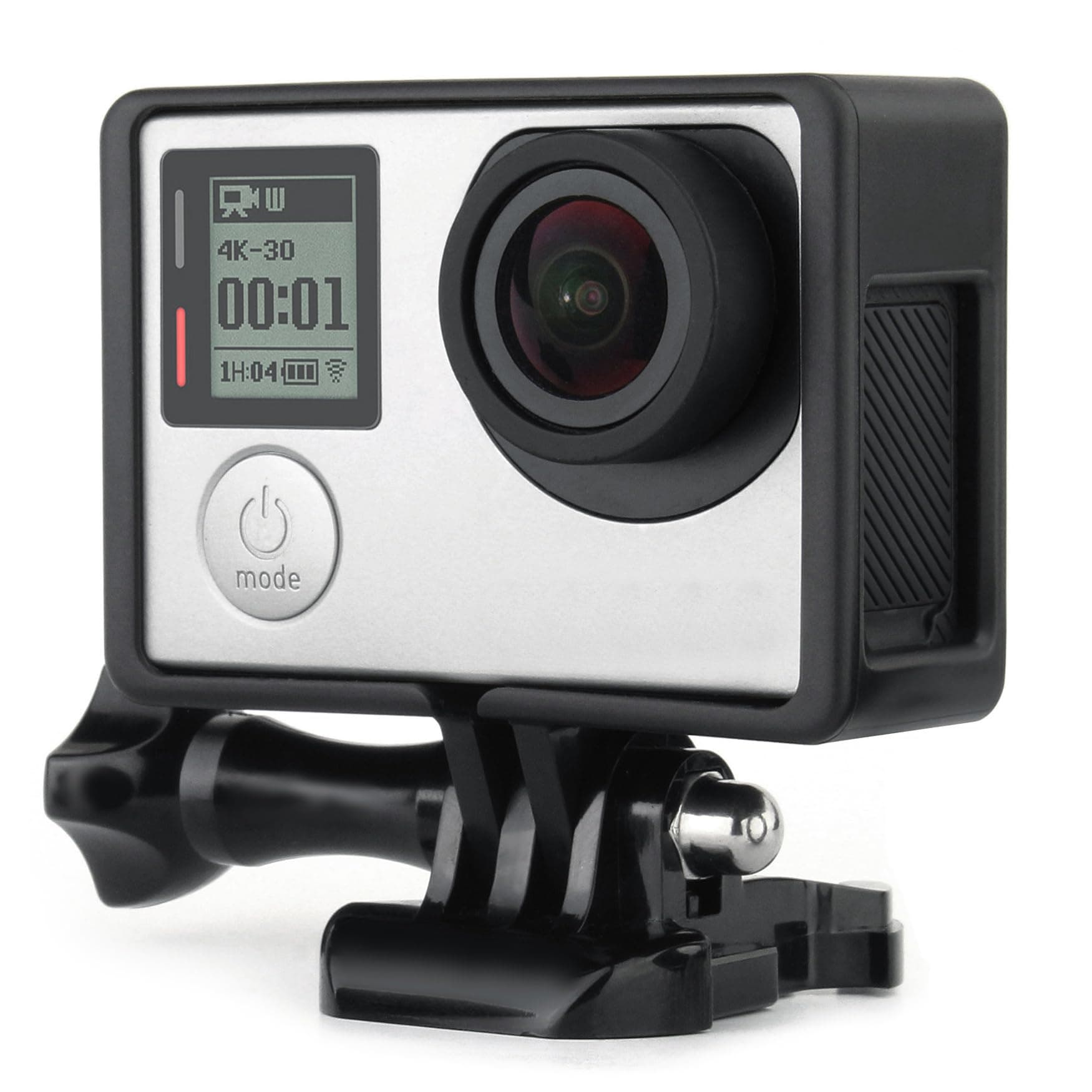 Frame Mount Housing Case with Basic Buckle and Long Thumb Bolt Screw for GoPro Hero 3 3+ 4 Camera and All Slots Fully Accessible-Black