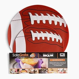 Safe Grabs Sports: Original Silicone Microwave Mat as Seen on Shark Tank | Dorm Room, Apartment, Kitchen (Multipurpose, Splatter Guard, Trivet, Hot Pad, Pot Holder, BPA Free), Football
