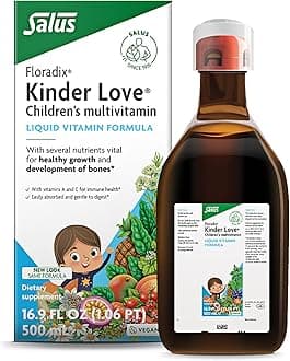 Kinder Love Children's Multivitamin - Herbal Supplement - Liquid Multivitamin for Kids - Vitamins A, C, D & E, Calcium & More - Vegetarian, Non-GMO, Gluten-Free - 16.9 fl oz