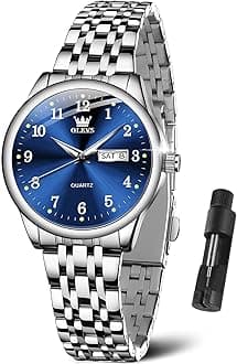 Luxury Ladies Watches,Women's Watch with Day and Date,Female Watch for Small Wrist,Gold Stainless Steel Watches for Women,Easy Read Ladies Wrist Watches Waterproof（Adjustable Strap