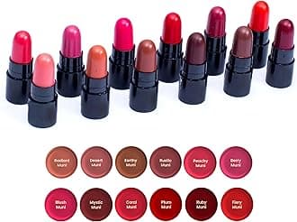 Ayurvedic & Natural Creamy Matte Lip Hydrating & Moisturizing Minis Lipsticks Set for Women | Jojoba, Castor and Rosemary Oil With Vitamin E | Proudly the Biggest Mini Lipstick Combo Pack