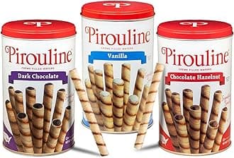 Rolled Wafers - Best Flavor Mix, Chocolate Hazelnut, Dark Chocolate, and Vanilla Variety Pack - Rolled Wafer Sticks - 14 oz 3 Pack