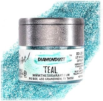 Teal Edible Glitter for Drinks, Cocktails, Cake Decorating, Strawberries, Chocolates & More | No Taste | 4g | 100% Food-Safe | Kosher, Vegan, Gluten & Nut Free | DiamonDust by The Sugar Art