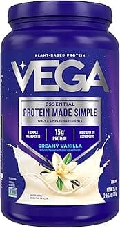 Vega Protein Made Simple Protein Powder, Vanilla - Stevia Free, Vegan, Plant Based, Healthy, Gluten Free, Pea Protein for Women and Men, 2.2 lbs (Packaging May Vary)