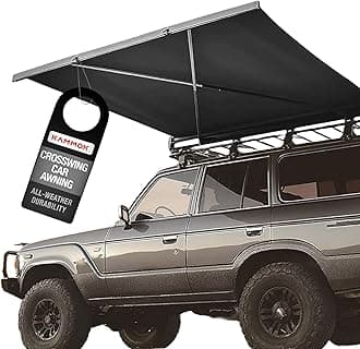 KAMMOK CROSSWING: Car Awning | Three-Second Deployment | No Supports Required | All-Weather Durability | Adjustable Coverage | Charcoal Gray 7 ft