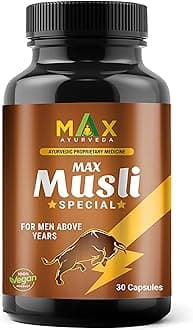Max Ayurveda Musli Special Capsules For 45+ Men | Power, Strength, Energy and Stamina Booster | 100% Vegan | Premium Ayurvedic Supplement - (30 Capsules), Pack Of 1