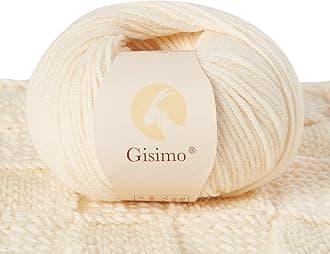 100% Merino Wool Yarn, 6-Ply Luxurious and Soft Yarn for Hand Knitting & Crocheting, 1.76 OZ/50g, 127 yds/116 Meters (Ivory, 1 Ball)
