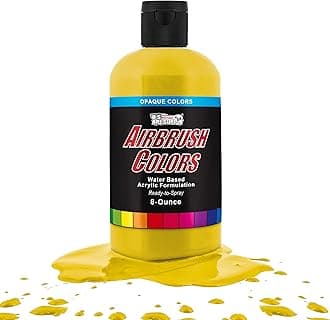U.S. Art Supply Opaque Bright Yellow Acrylic Special Effects Airbrush Paint - 8oz Ready to Spray Air Brush Paint for Nails, Models, Fabric - Water-Based Air Brush Painting