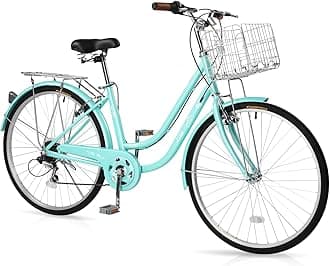 Ktaxon Women Bike 24/26 Inch Bicycles for Women, Beach Cruiser Bike with Premium Derailleur & Shift Lever, Adjustable Seat, High-Carbon Steel Frame and Excellent Welding Technology | Premium Derailleur, Shift Lever, Adjustable Seat