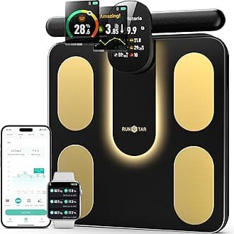 Smart Scale FSA or HSA Eligible, 8 Electrodes Digital Bathroom Scale for Body Weight and Fat, BMI, Muscle Mass 28 Body Composition Measurement, with Full-Color TFT LCD on Retractable Handle