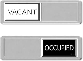 Black & White Vacant Occupied Office Sign, Vacant Occupied Sign for Bathroom Door, Privacy Signs for Home & Office Restroom, Available or In Use Signs, Restaurant or Business Bathroom Status, 7x2