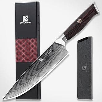 - Chef Knife,8inch Damascus knife,67-Layer High Carbon Stainless Steel Kitchen Knife,Professiona Sharp Cutting Knives with Ergonomic G10 Red Black Handle,Gift Box for Home and Kitchen Birthday Gift