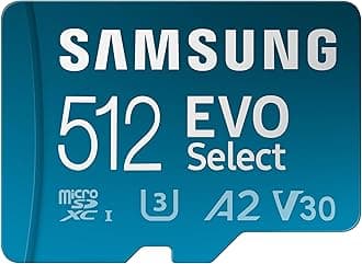 EVO Select microSDMemory Card + Adapter, 512GB microSDXC, Up-to 160 MB/s, 4K UHD, UHS-I, C10, U3, V30, A2, for Mobile Phone, Smartphones, Nintendo-Switch, and Tablets (MB-ME512SA/AM)
