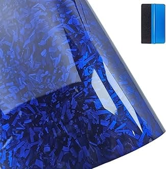 Forged Carbon Fiber Blue Vinyl Wrap Sticker Free Bubble Air Release DIY Decal Car Auto Vehicle Morotcycle Self Adhesive (Blue, 30cm x 150cm)