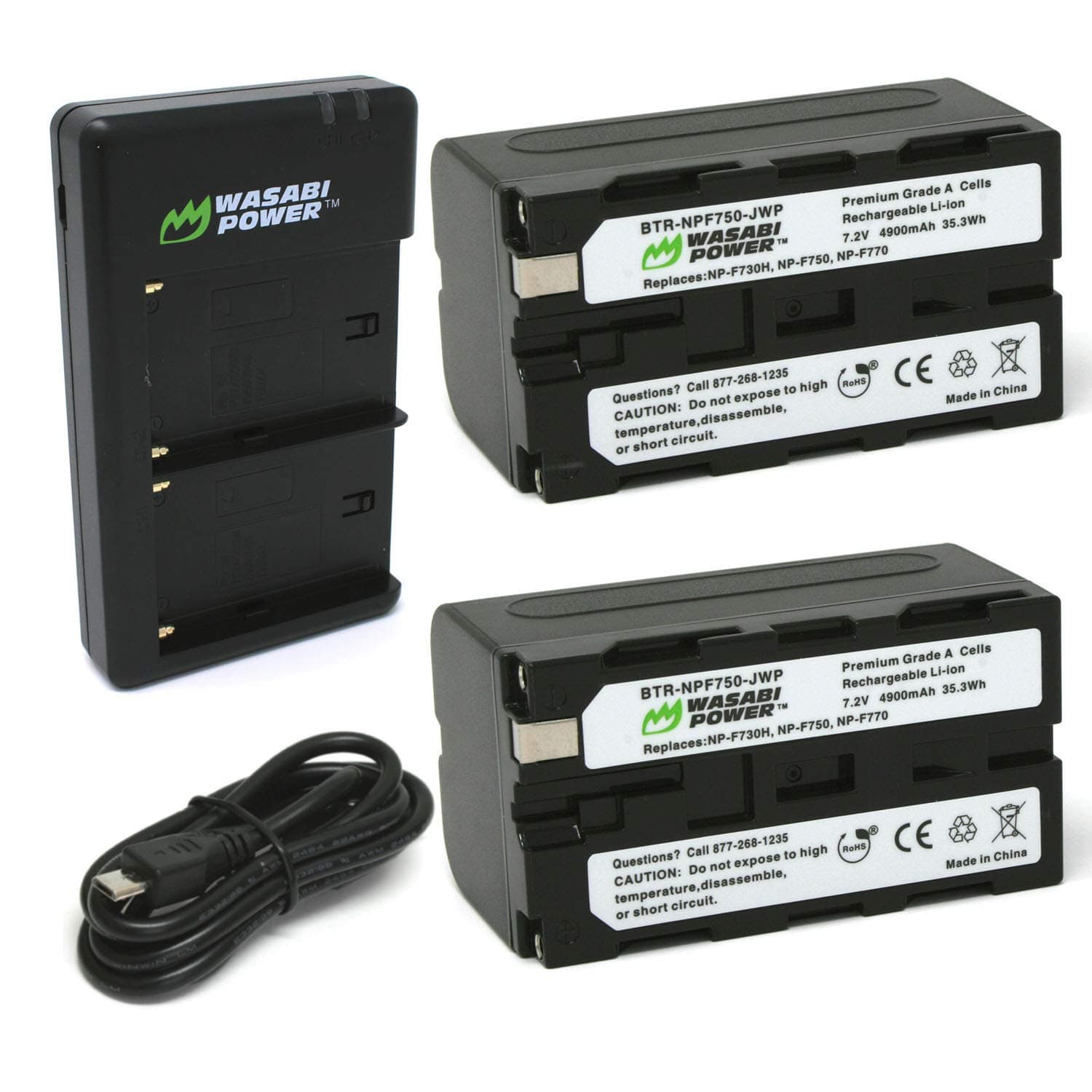 Battery (2-Pack) and Dual Charger for Sony NP-F730, NP-F750, NP-F760, NP-F770 (L Series)