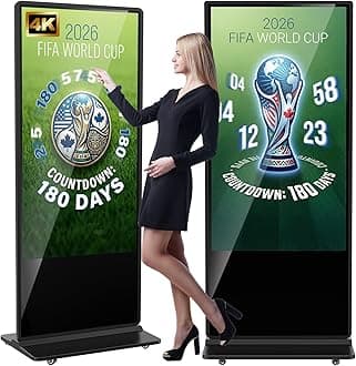 65 inch Indoor Digital Signage,CMS Software,4K UHD 2160p LCD Screen IPS Floor Standing Digital Kiosks Interactive Displays with WiFi HDMI/USB Input Auto AD Player, Android OS Black