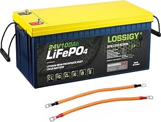 LOSSIGY24V 100AH Bluetooth Lithium LiFePO4 Battery Built-in 100A BMS, 2560Wh Deep Cycle Power Supply, Perfect for Solar System, RV, Off Grid, Marine, Trolling Motor
