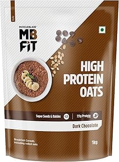 High Protein Oats with Added Probiotics, 17 g Protein, Rolled Oats, Breakfast Cereals, Gluten Free, Trans Fat Free, for Weight Management, Dark Chocolate, 1 kg