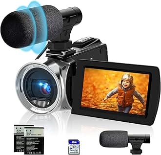 Video Camera 4K 48MP Camcorder,Digital YouTube Vlogging Camera Recorder 270° Degrees Flip Screen with 2 Batteries and a 32G SD card