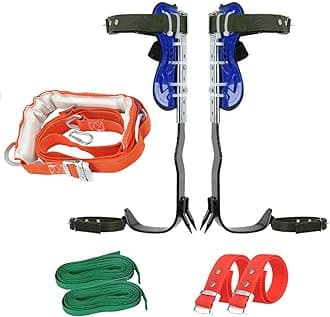 Sookieng Adjustable Tree Climbing Spikes with Harness Belt, 304 Stainless Steel Gear, Non-Slip Pedal for Hunting, Fruit Picking