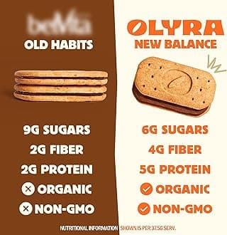 Olyra Hazelnut Cocoa Sandwich Breakfast Biscuits, Healthy Snacks for Adults and Kids, Low Sugar, High Fiber, Organic Vegan Cookies, with Ancient Greek Grains, USDA Certified Organic, Non GMO, 24 Packs