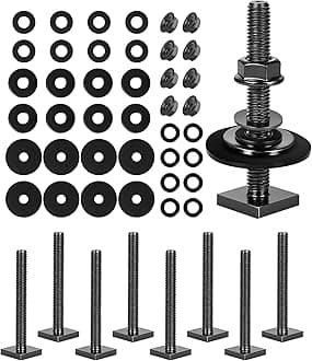 T Slot Bolts for Roof Rack Cross Bars, Platform, Cargo Basket, Stainless Square T Track Bolt Adapter to Secure Bike/Ski/Kayak Rack, Solar Panel, Awning, 4mm Thick