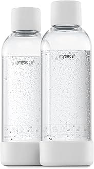 Mysoda Premium Carbonating Bottles 2pack 1L - Our Carbonated Water Bottle is Compatible any brands, Quick-Lock Reusable Bottles, Lid and Base Made of Stainless Steel, BPA Free - White