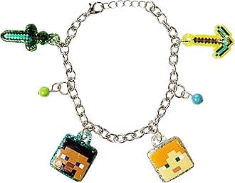 LUV HER 7" Minecraft Bracelet with 4 Metal Charms - Minecraft -Ages 3+