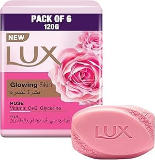 Glowing Skin Soap Bar, Rose, with Vitamin C, E and Glycerine, 120g x 6