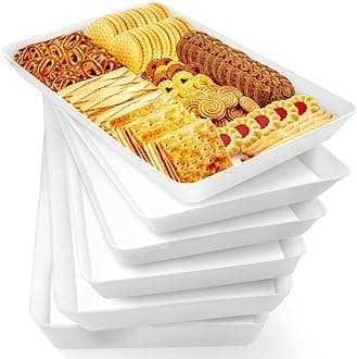 WOWBOX 6 pcs Serving Tray for Entertaining, Serving Platters for Fruit, Cookies, Dessert, Snacks, Reusable Plastic Trays for Serving Food and Pantry Organization in Kitchen & for Parties